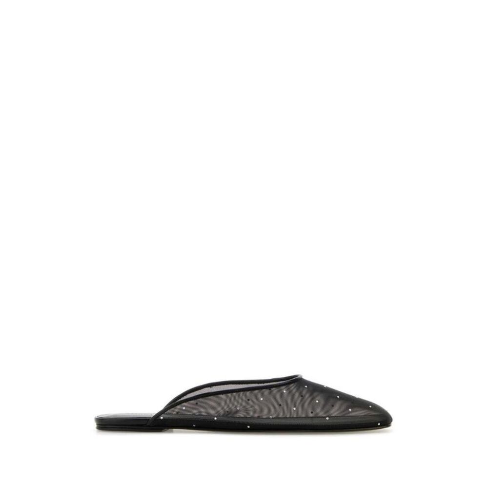 MAGDA BUTRYM Crystal-Embellished Mesh Pointed Toe Mules Women BLACK Sandals
